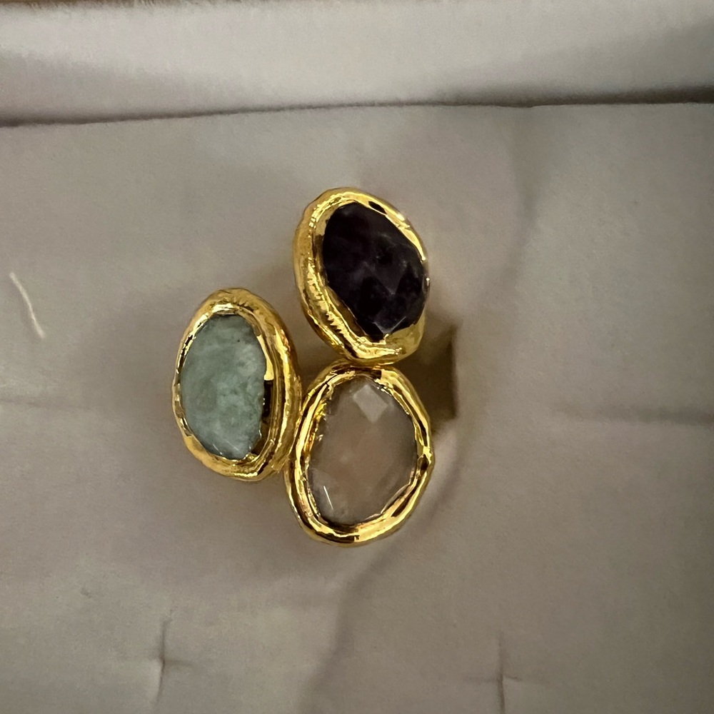 NWT Aria Lattner Trinity Ring in Goldtone Size 6